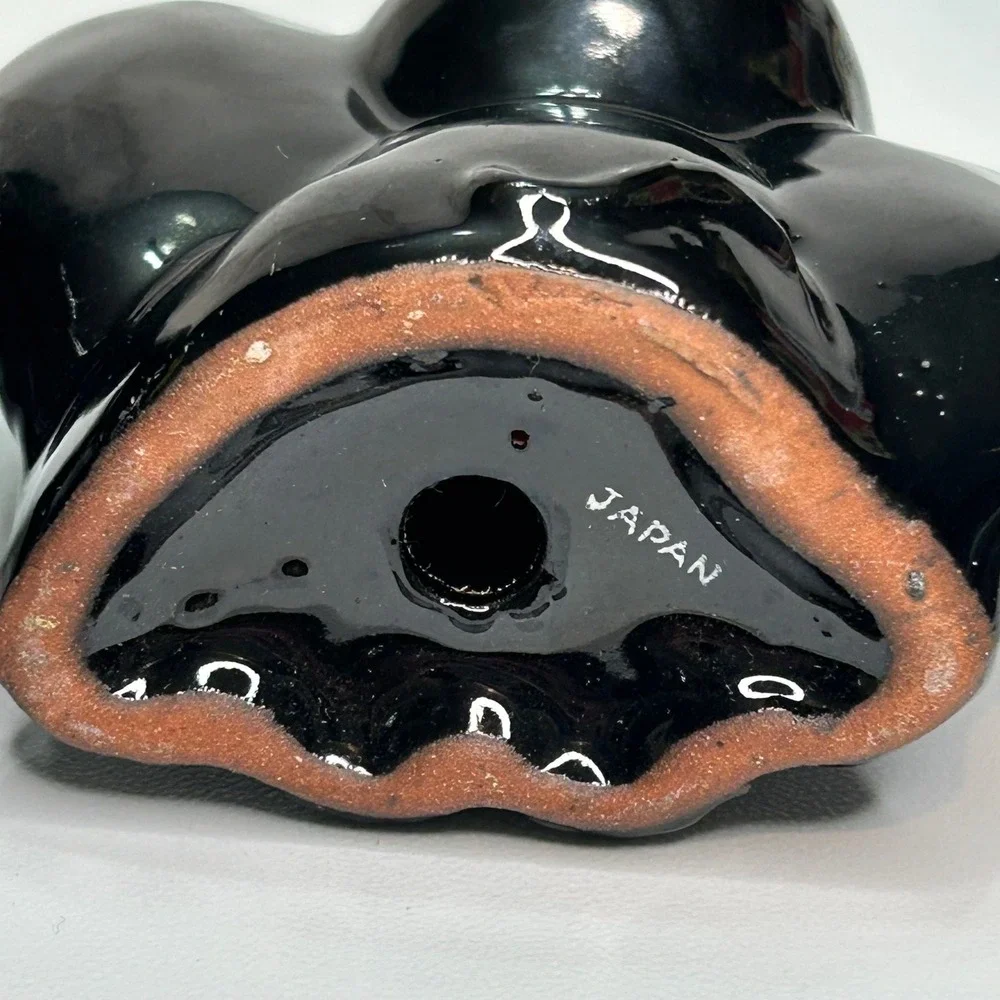 Vintage Black Elephant Salt and Pepper Shakers Set Ceramic Japan Mid Century